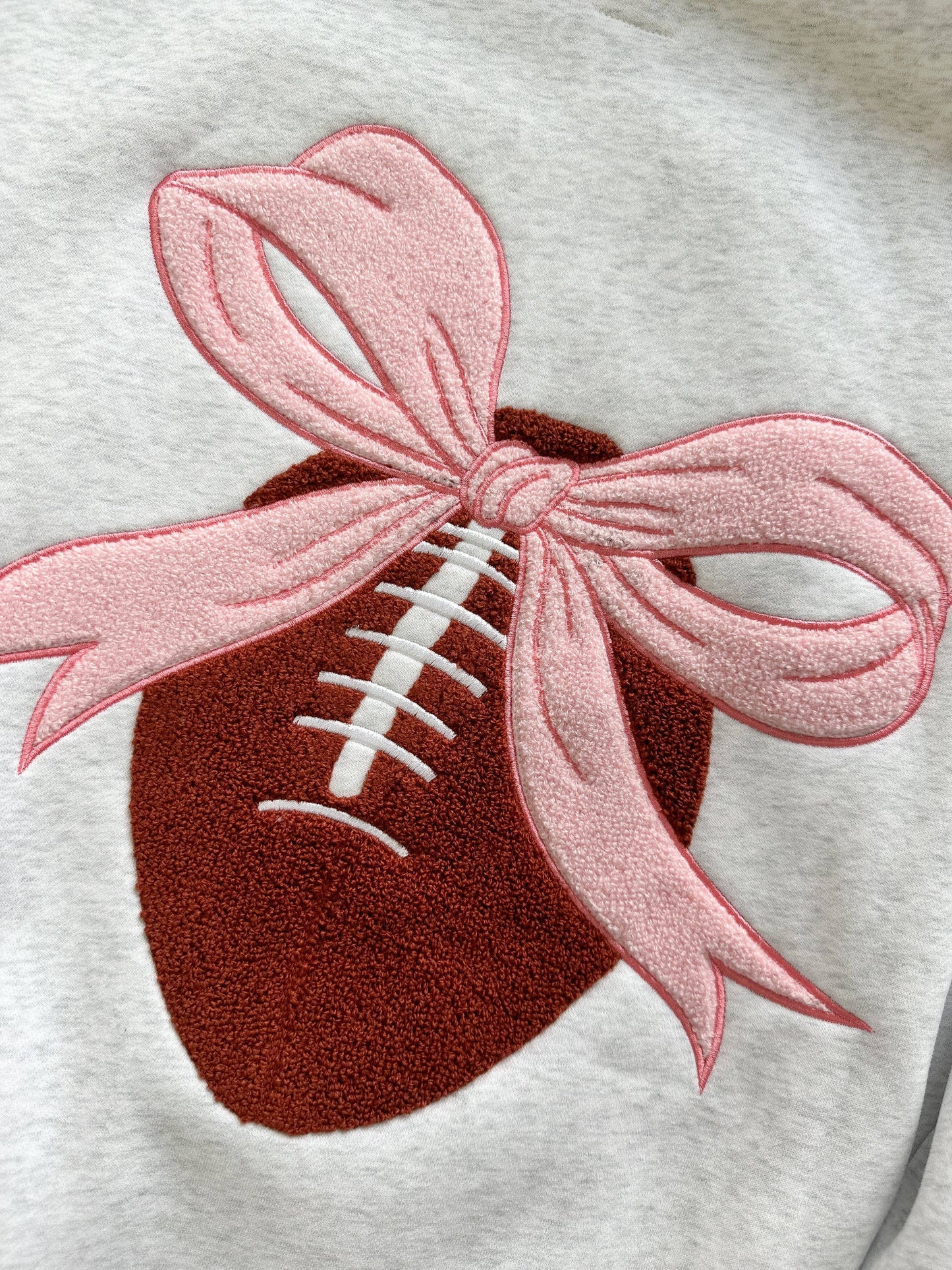 Pink Bow Football Game Day Embroidered Sweatshirt
