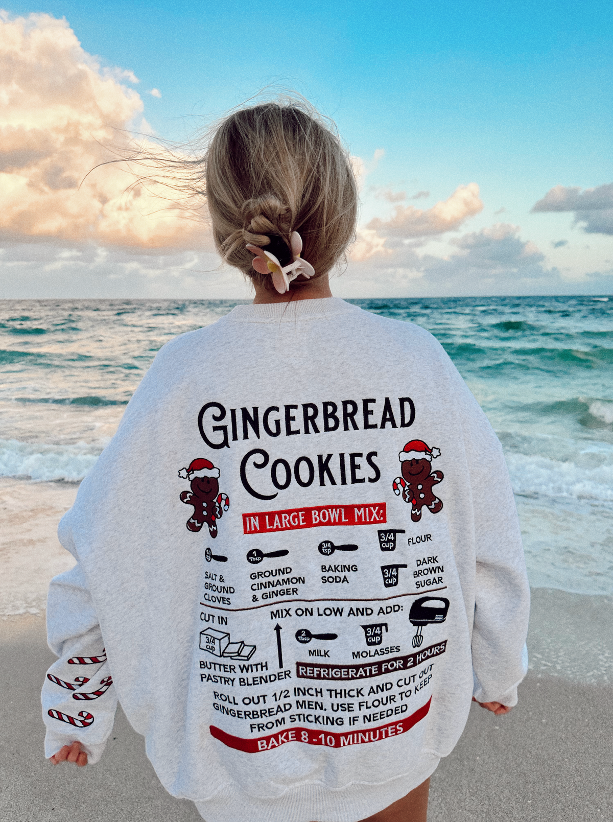 Gingerbread Recipe Embroidered Christmas Sweatshirt