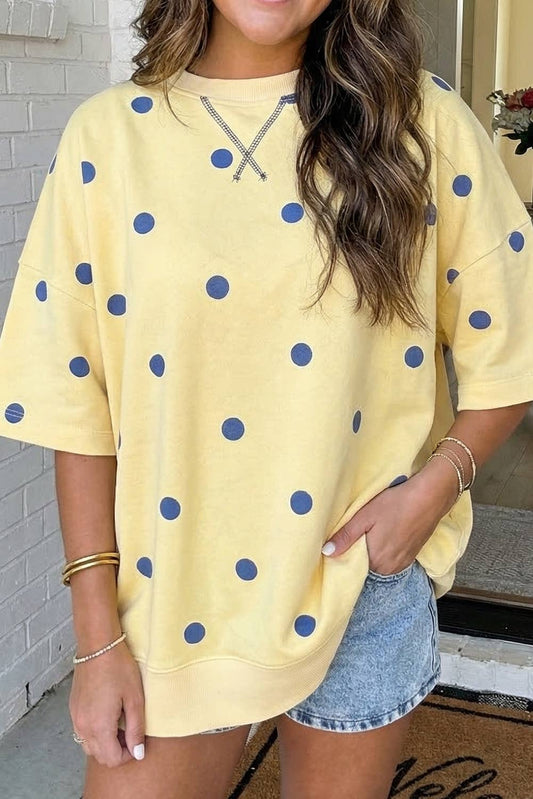 LAS Polka Dot Oversize Blouse (S-XL): Yellow / Missy