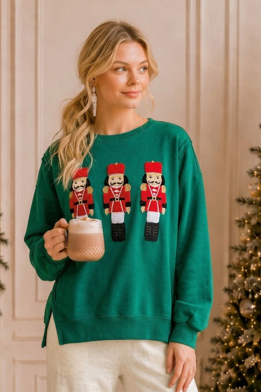 Nutcracker Embroidered Christmas Sweatshirt