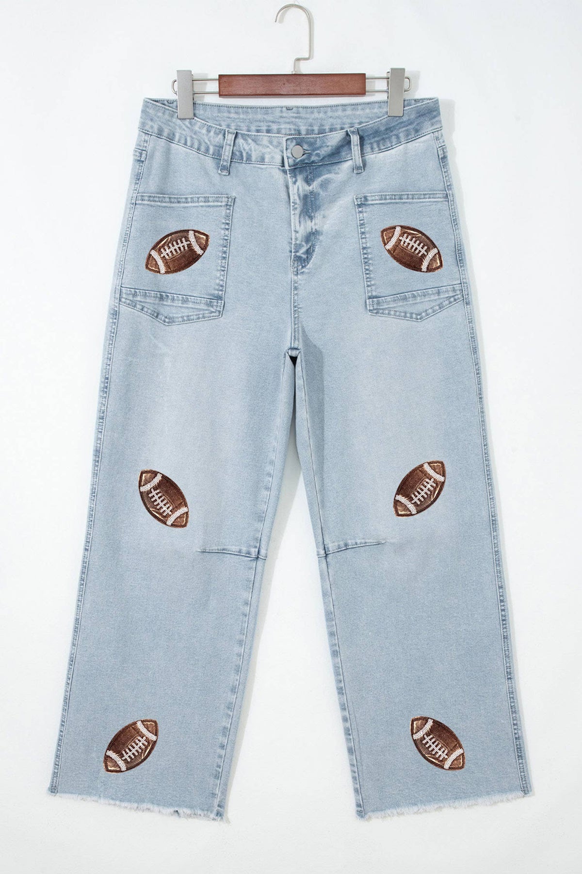 Game Day Sequin Patchwork High Waist Jeans
