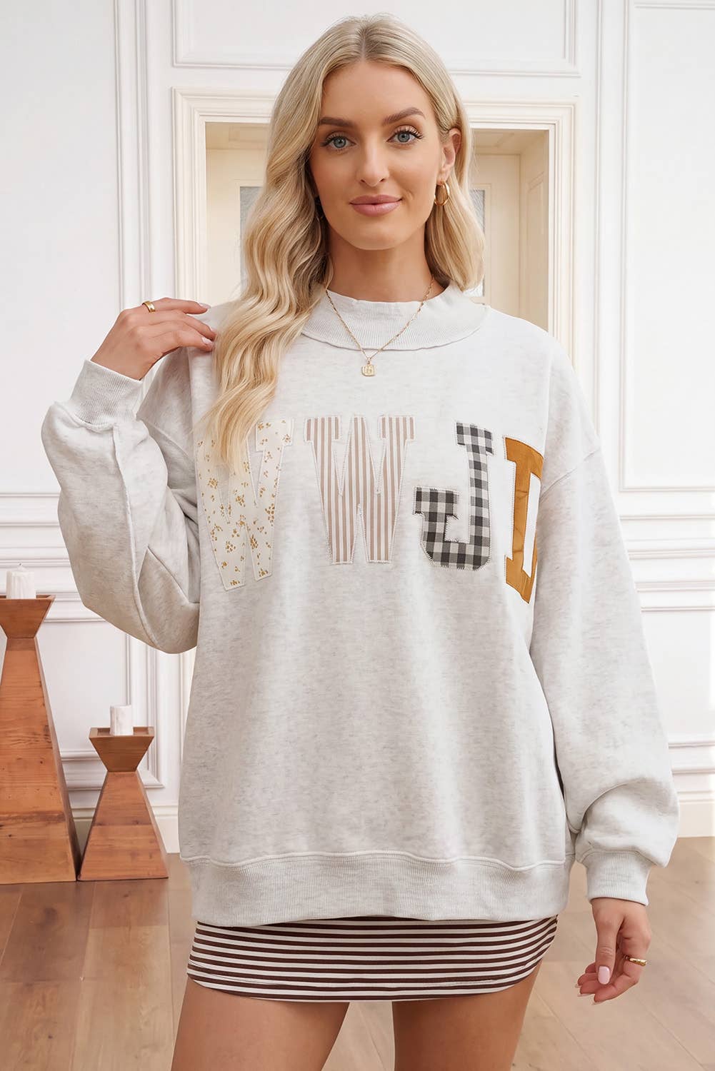 WWJD Embroidered Mock Neck Sweatshirt (Regular Fit)