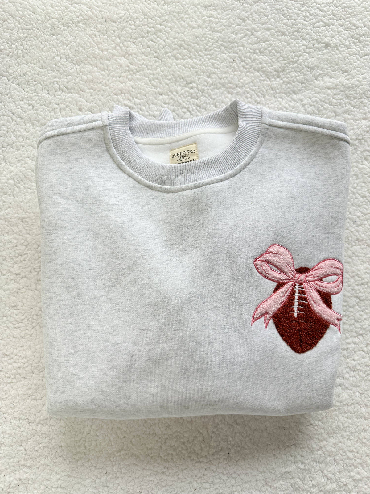 Pink Bow Football Game Day Embroidered Sweatshirt