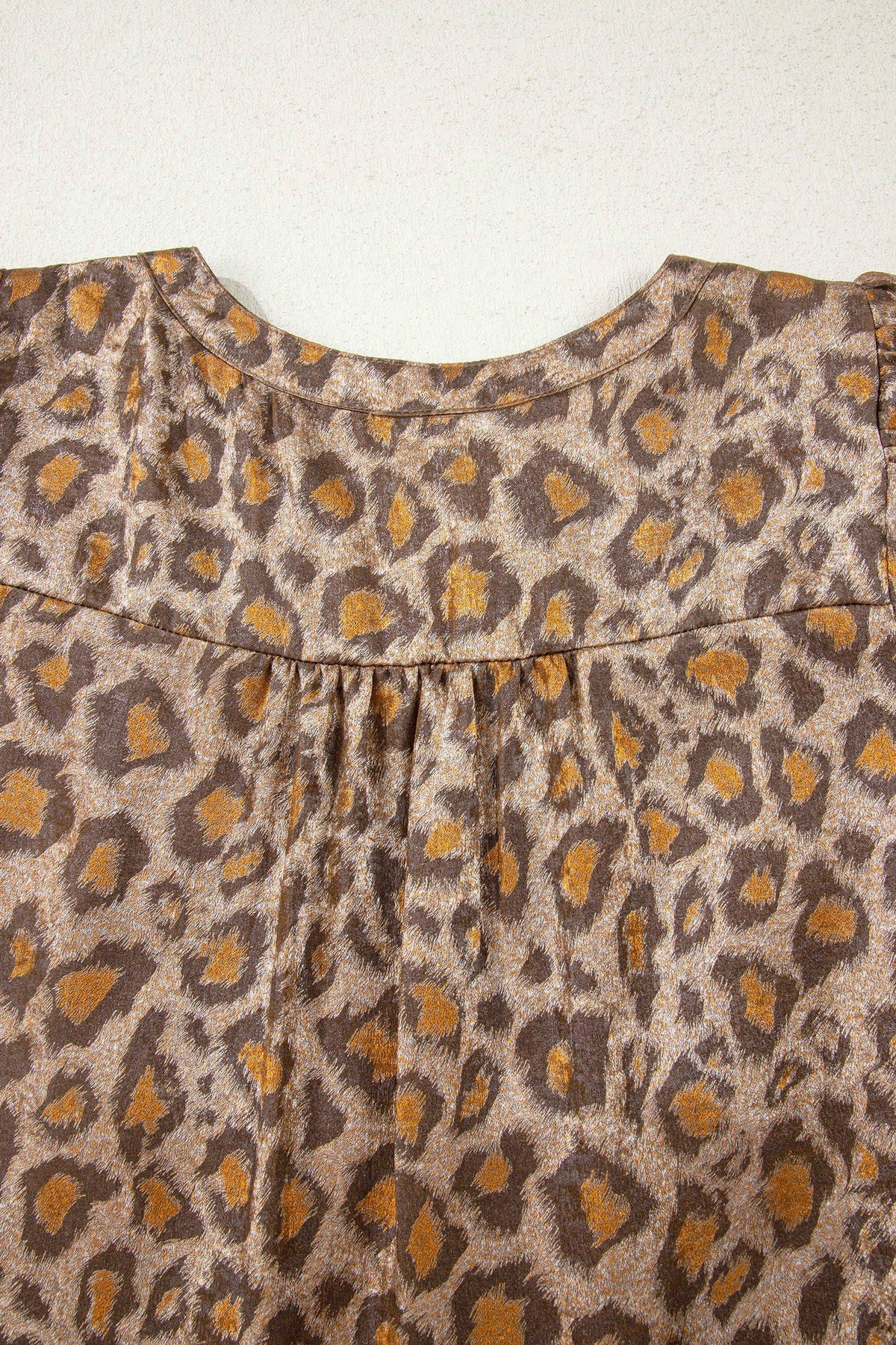 Leopard Print V Neck Ruffled Sleeve Tiered Mini Dress (S-XL)