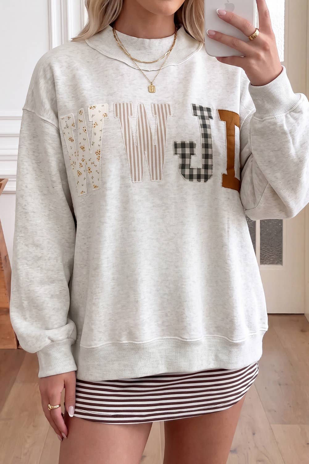 WWJD Embroidered Mock Neck Sweatshirt (Regular Fit)