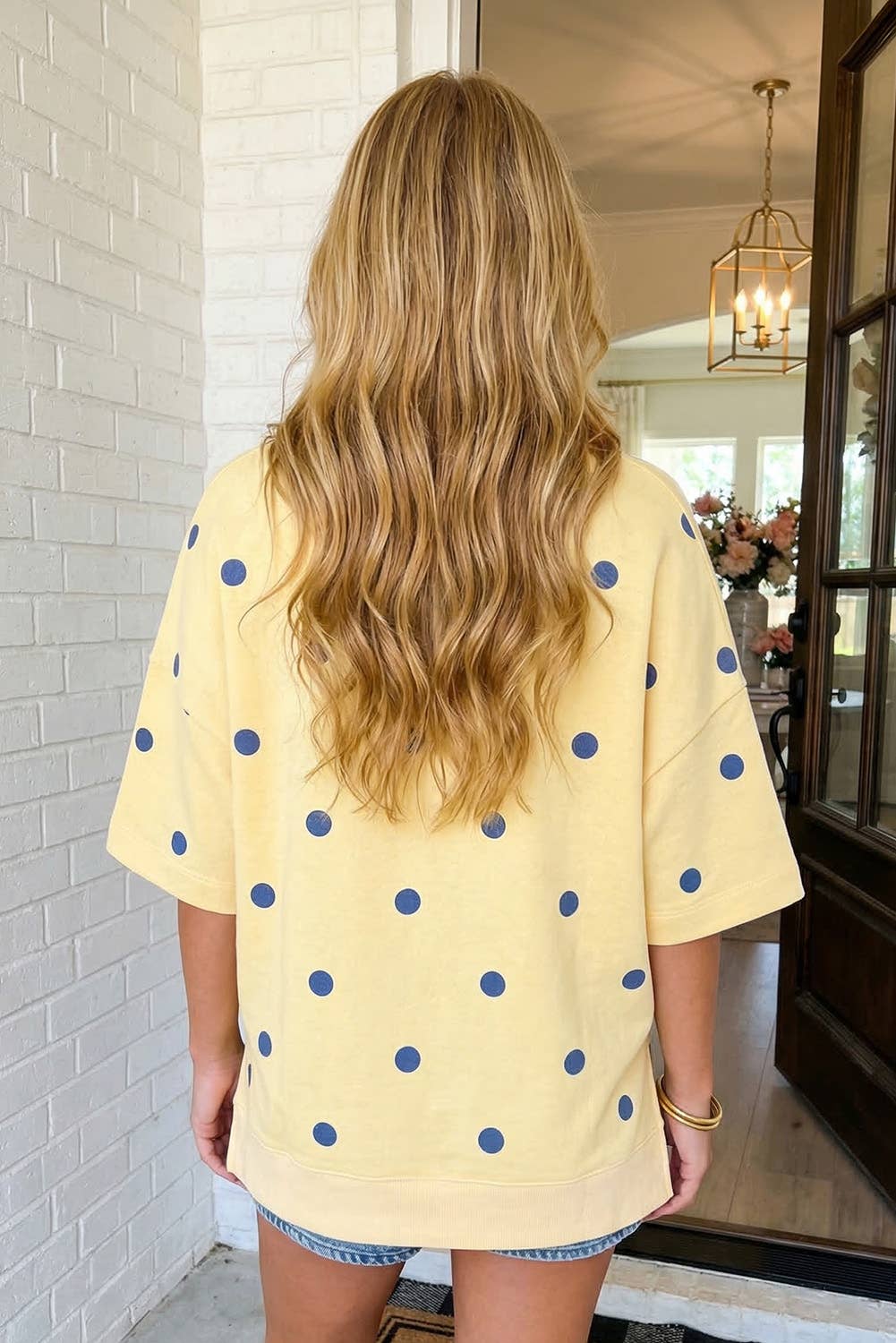 LAS Polka Dot Oversize Blouse (S-XL): Yellow / Missy