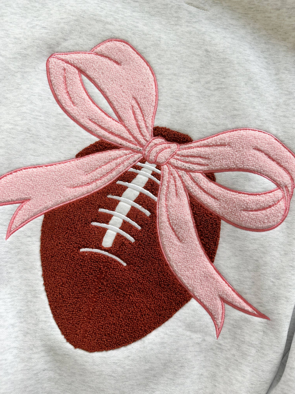 Pink Bow Football Game Day Embroidered Sweatshirt
