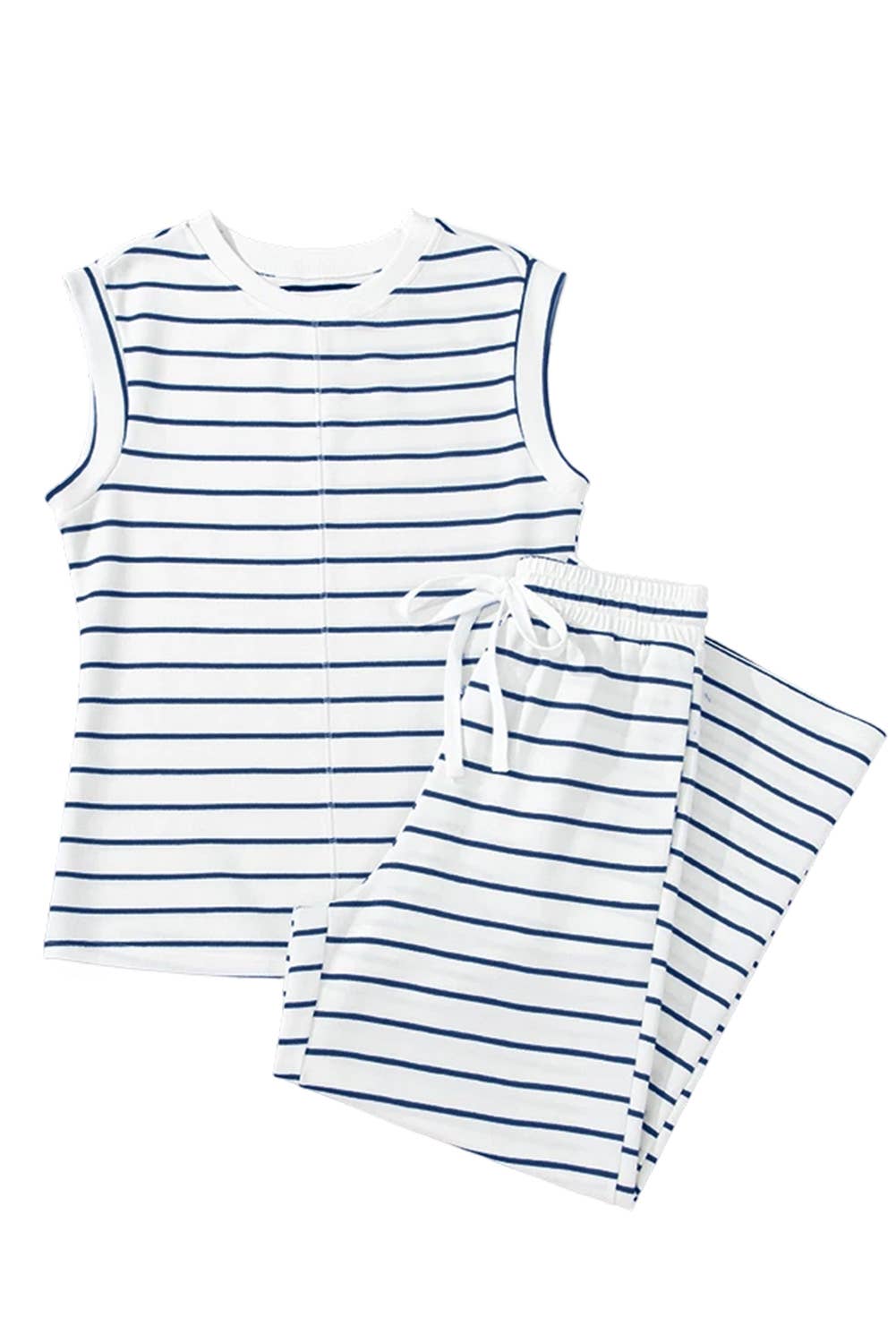 Casual Style Striped Short Sleeve Two-Piece Set | S-XL: As shown