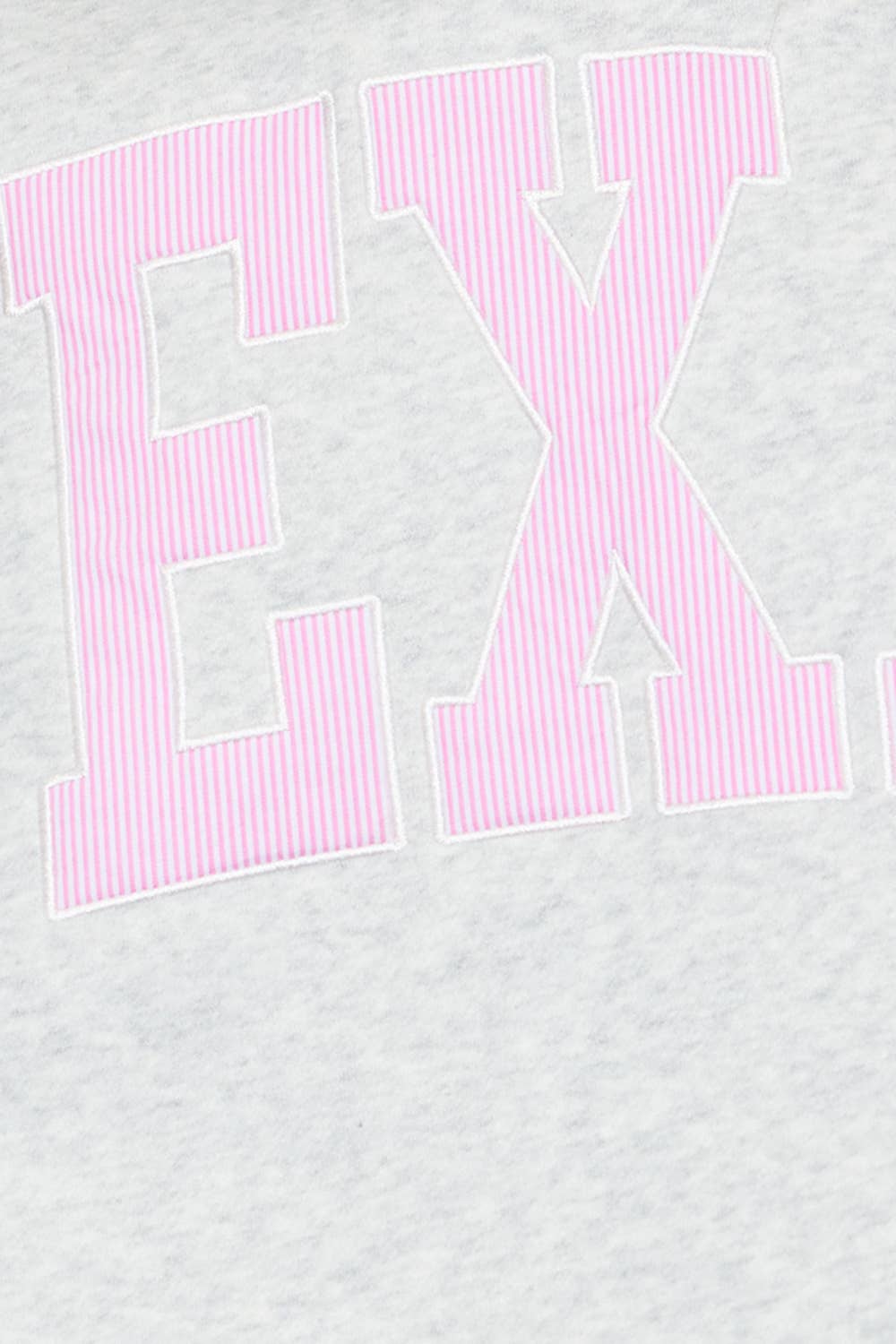 TEXAS Embroidered Mock-Neck Sweatshirt – Heather Grey/Baby Pink