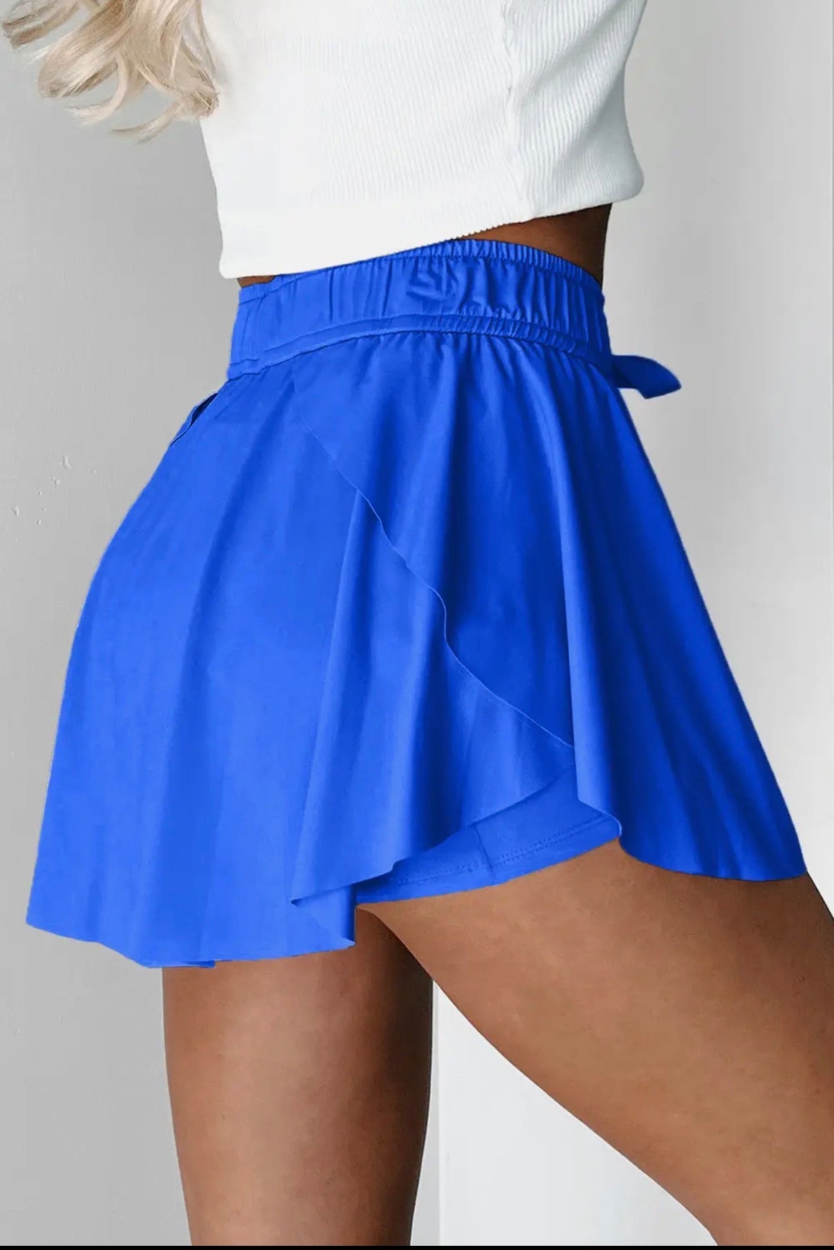 High Waist Drawstring Lined Sports Skorts/ S-XL