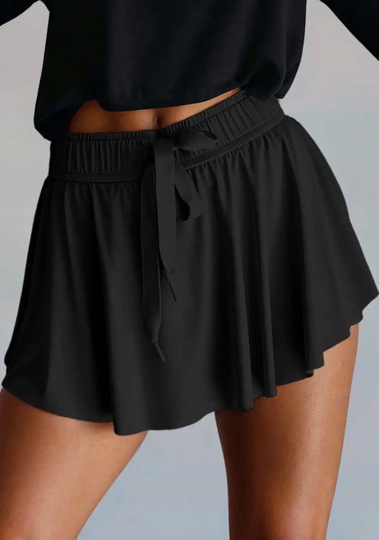 High Waist Drawstring Lined Sports Skorts/ S-XL