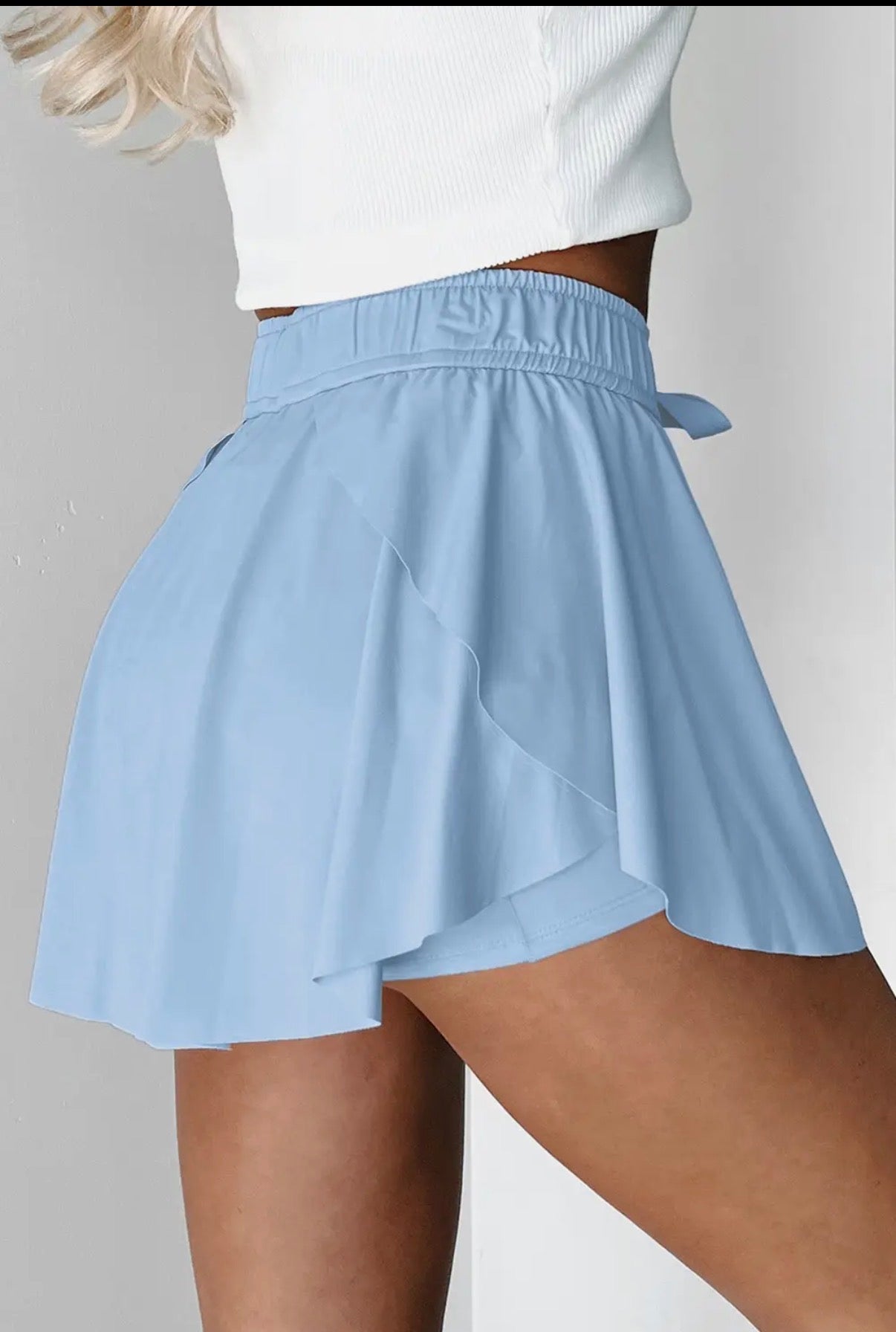 High Waist Drawstring Lined Sports Skorts/ S-XL