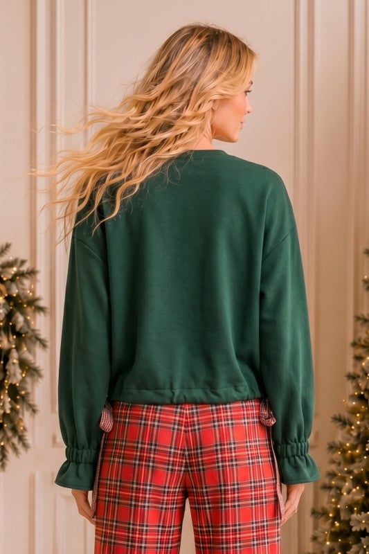 Merry Plaid Bow Christmas Sweatshirt