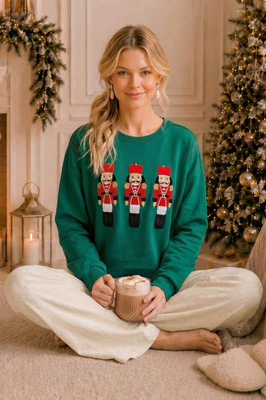 Nutcracker Embroidered Christmas Sweatshirt