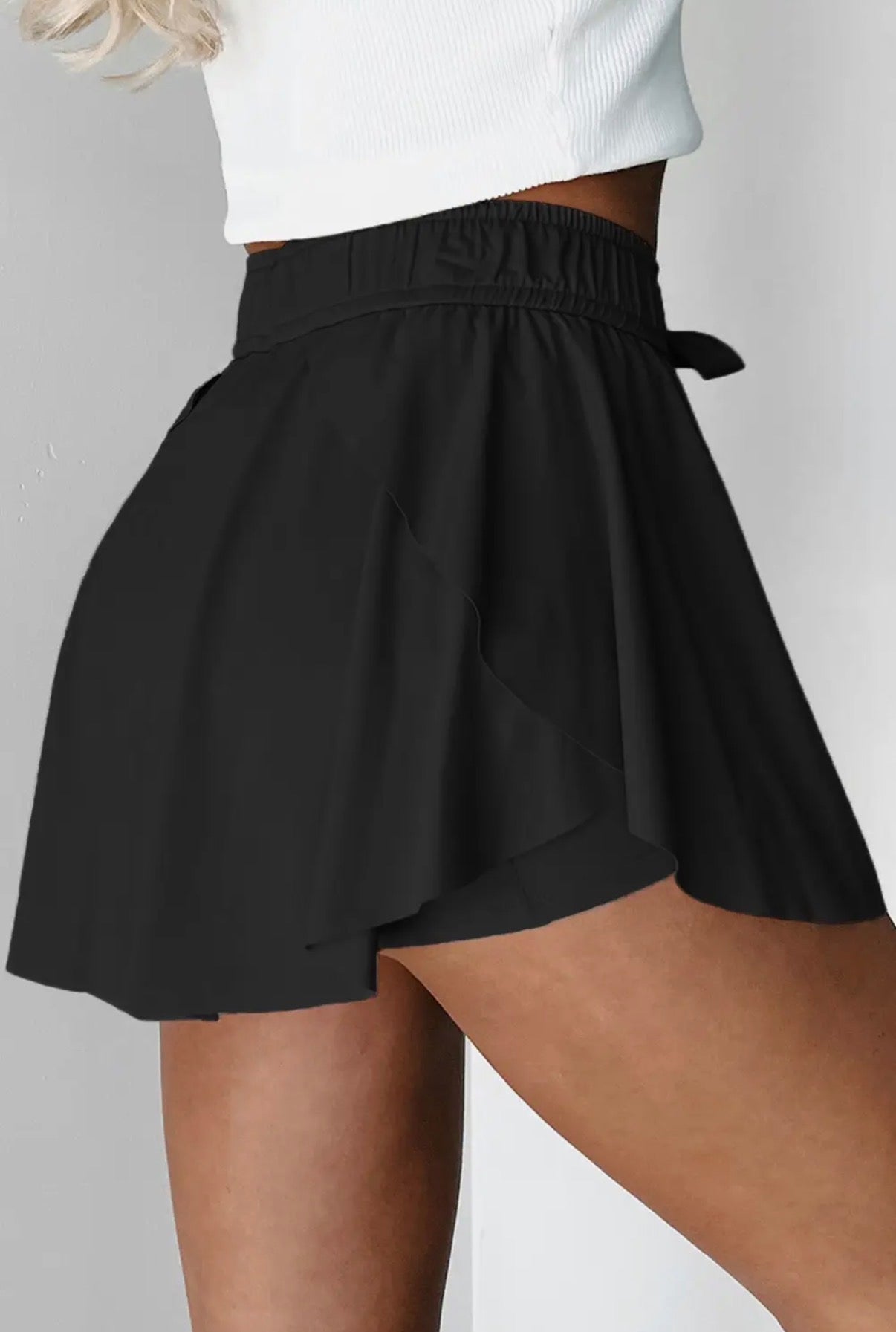 High Waist Drawstring Lined Sports Skorts/ S-XL