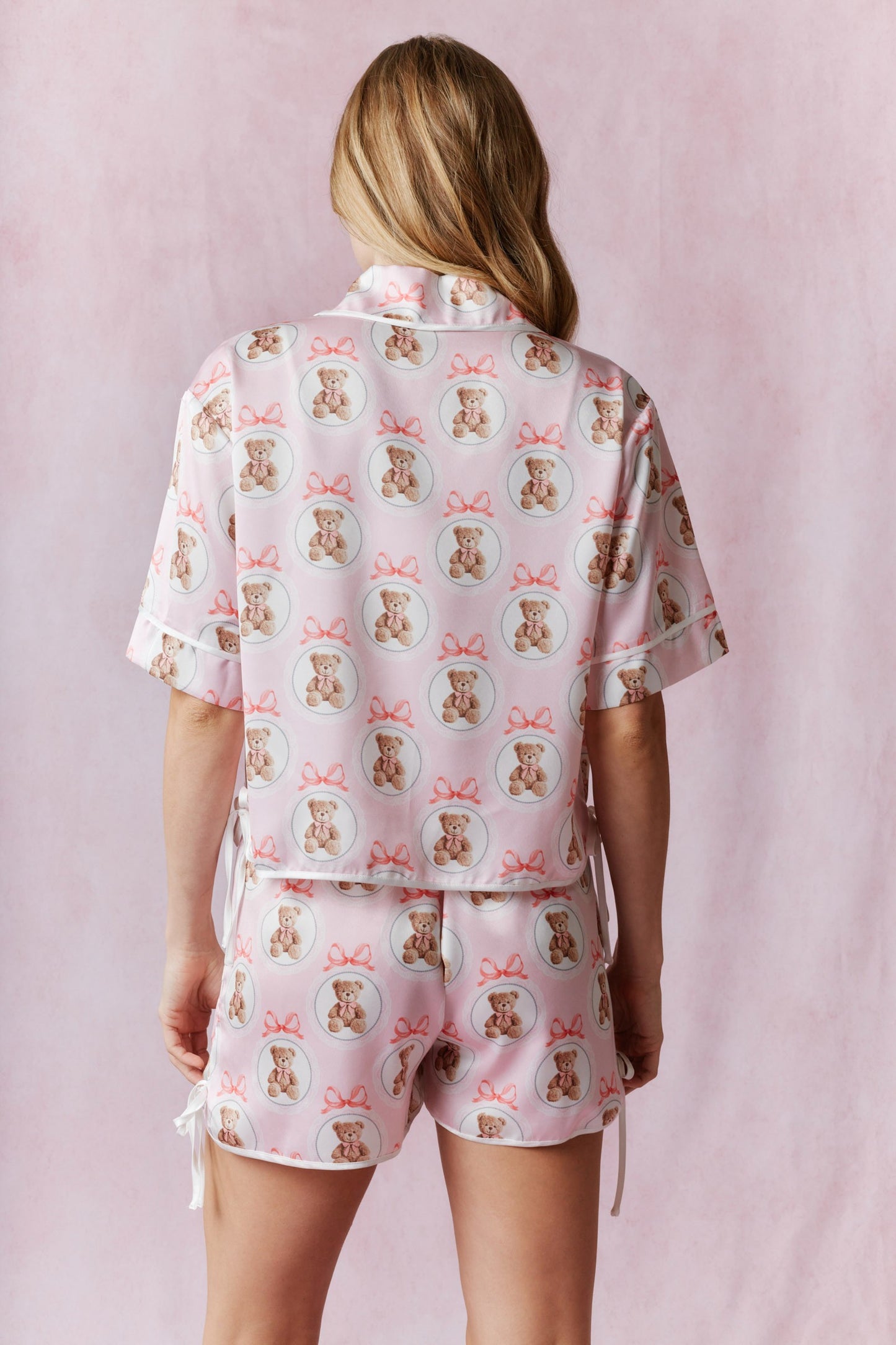 Teddy Bear Bows Satin PJ Set