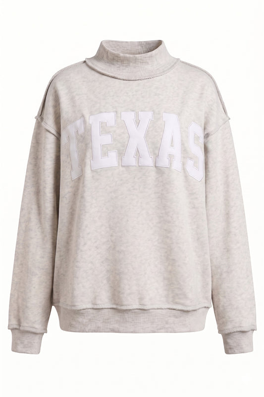 Texas Embroidered Mock Neck Sweatshirt