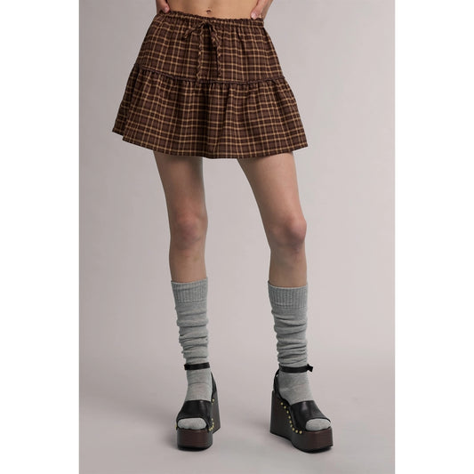 Tiered Plaid Mini Skort