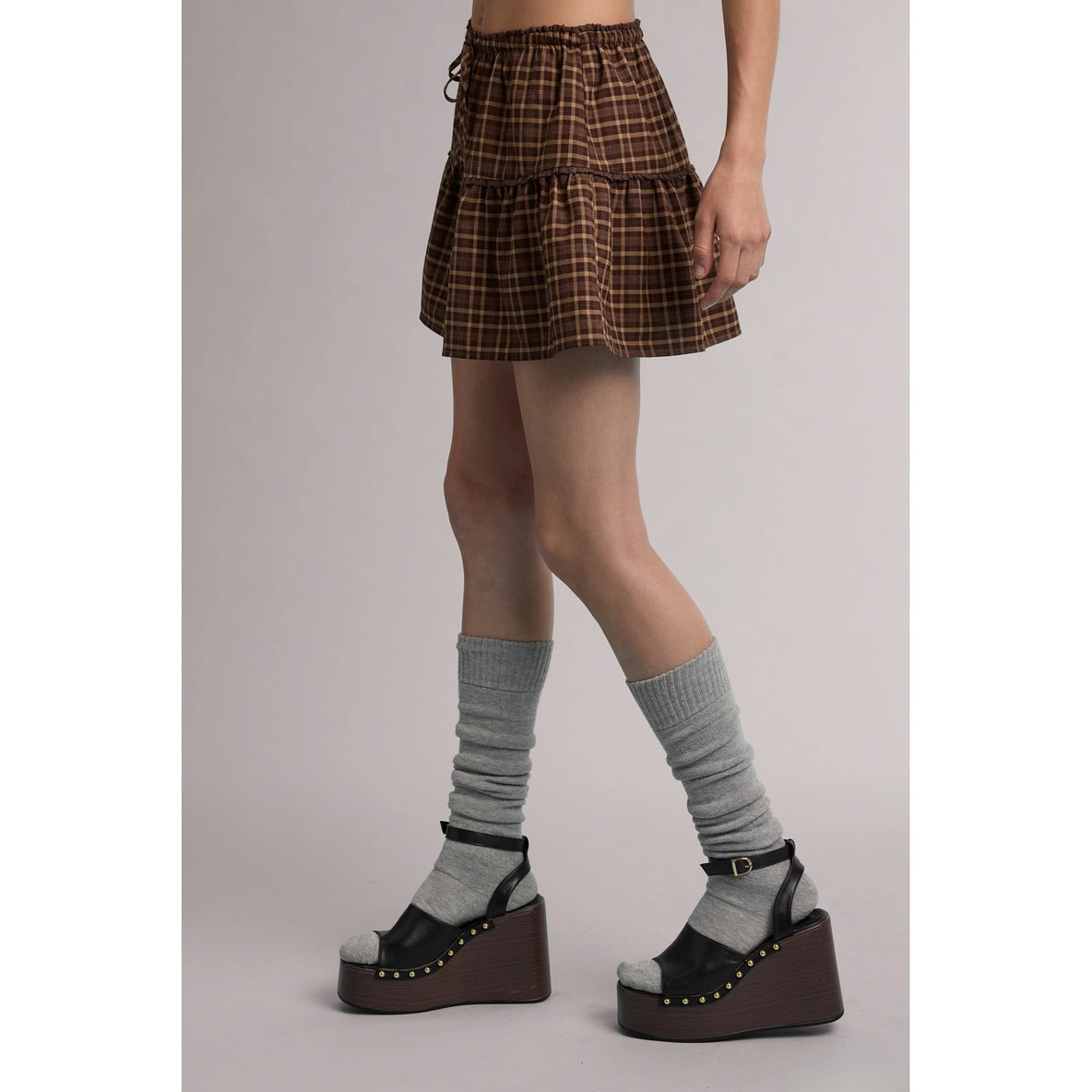Tiered Plaid Mini Skort