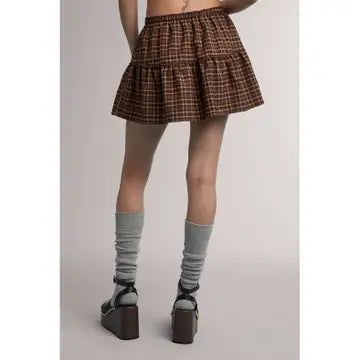 Tiered Plaid Mini Skort