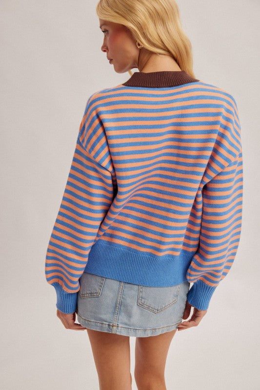 Retro Stripe Round Neck Sweater