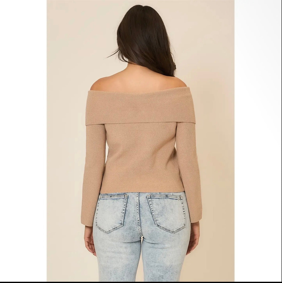 Taupe Off-the-Shoulder Style
