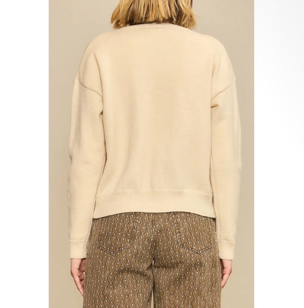 Brown & Natural Geometric Pocket Cardigan