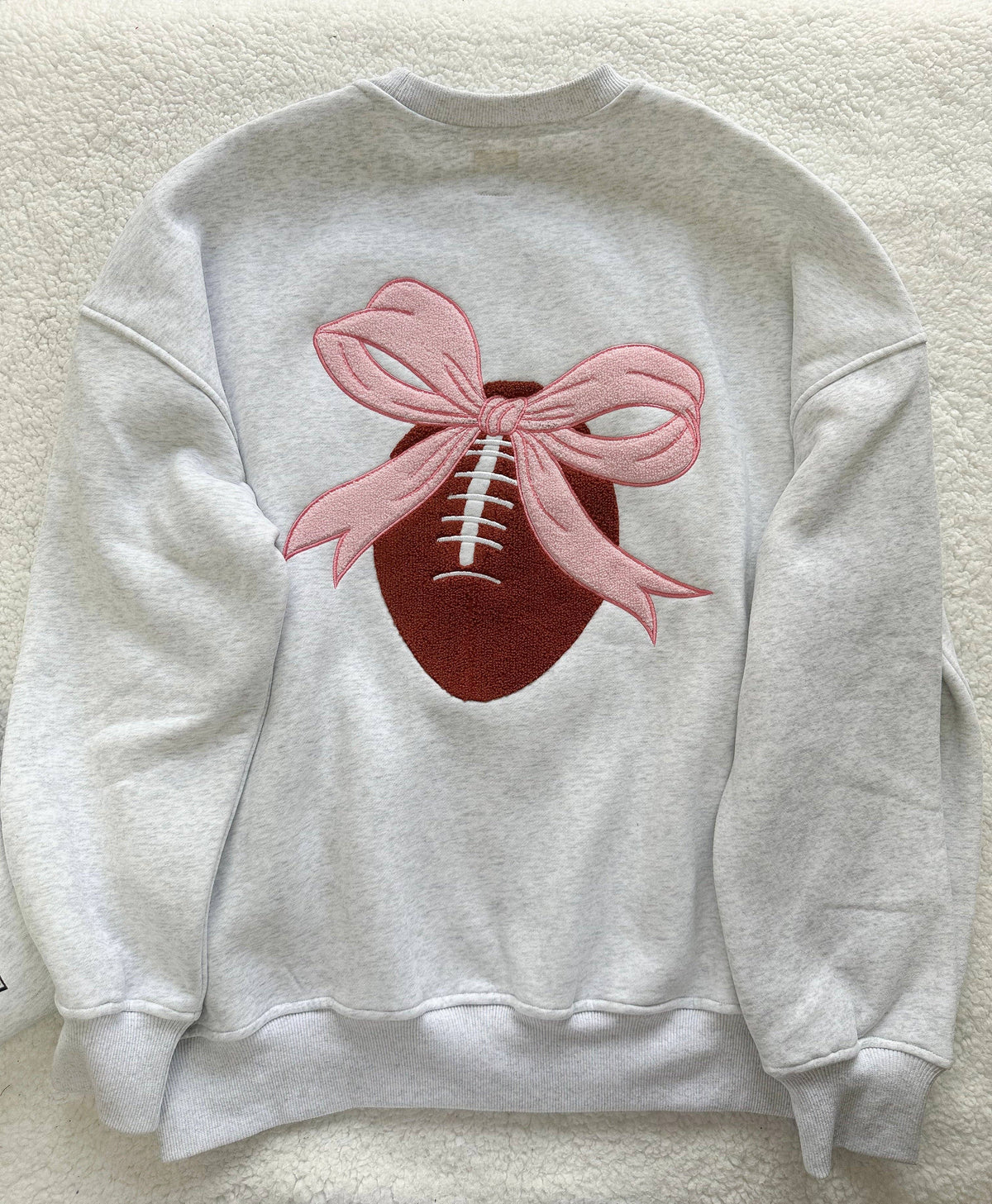 Pink Bow Football Game Day Embroidered Sweatshirt