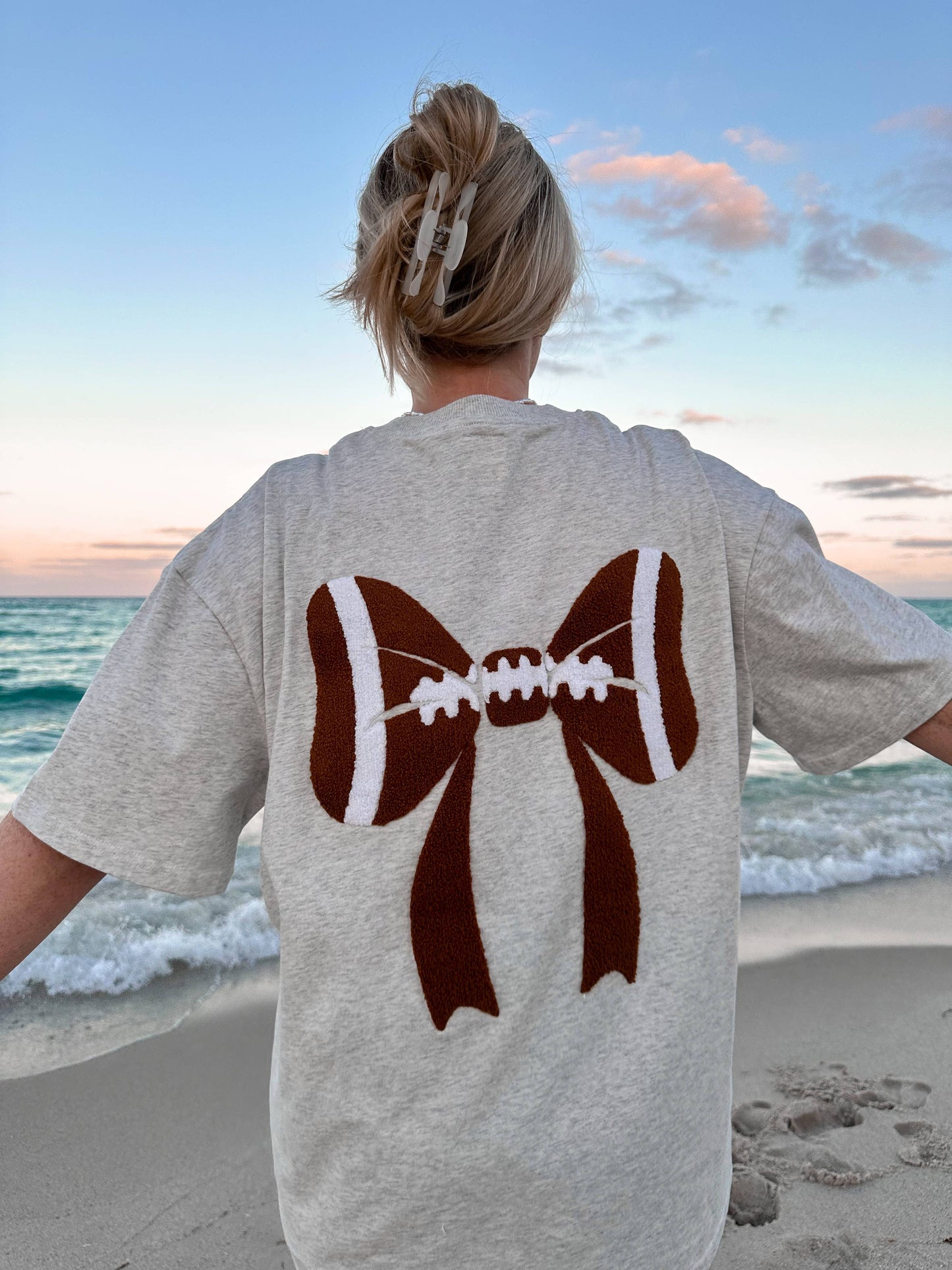 Football Bows Embroidered Tee