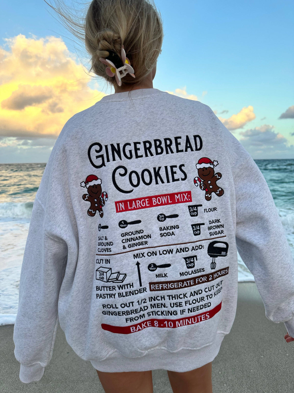 Gingerbread Recipe Embroidered Christmas Sweatshirt